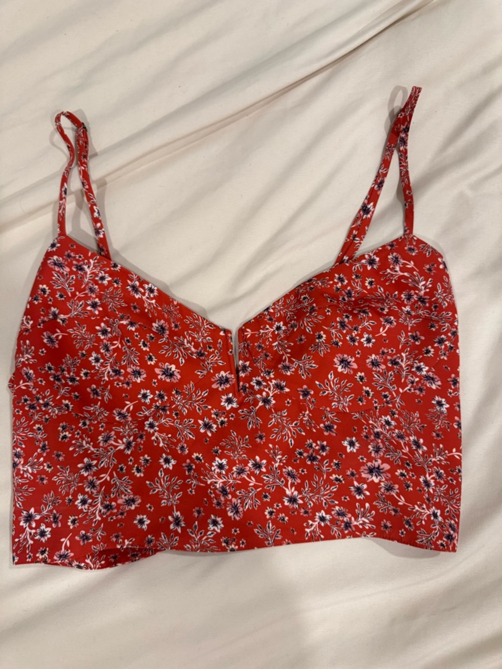 Blue Life Red Floral Cami Crop Top